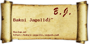 Baksi Jagelló névjegykártya
